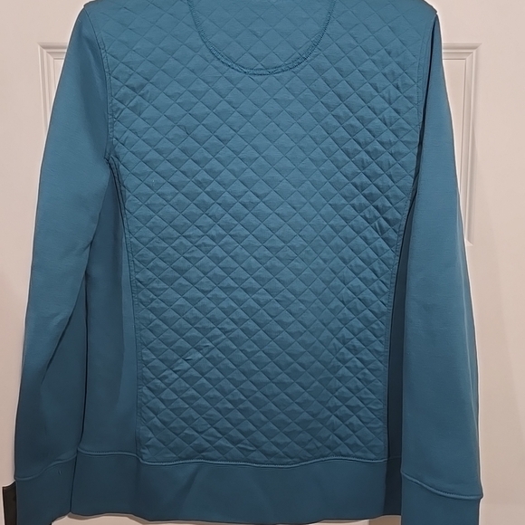 L.L. Bean Teal Quilted Sweatshirt 1/4 Zip With Kangaroo Pouch Sz M - Picture 2 of 7